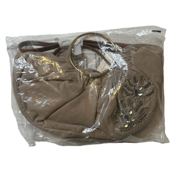 Anthropologie Embellished Flora Velour Satchel with Crossbody Strap NWT - Picture 6 of 8